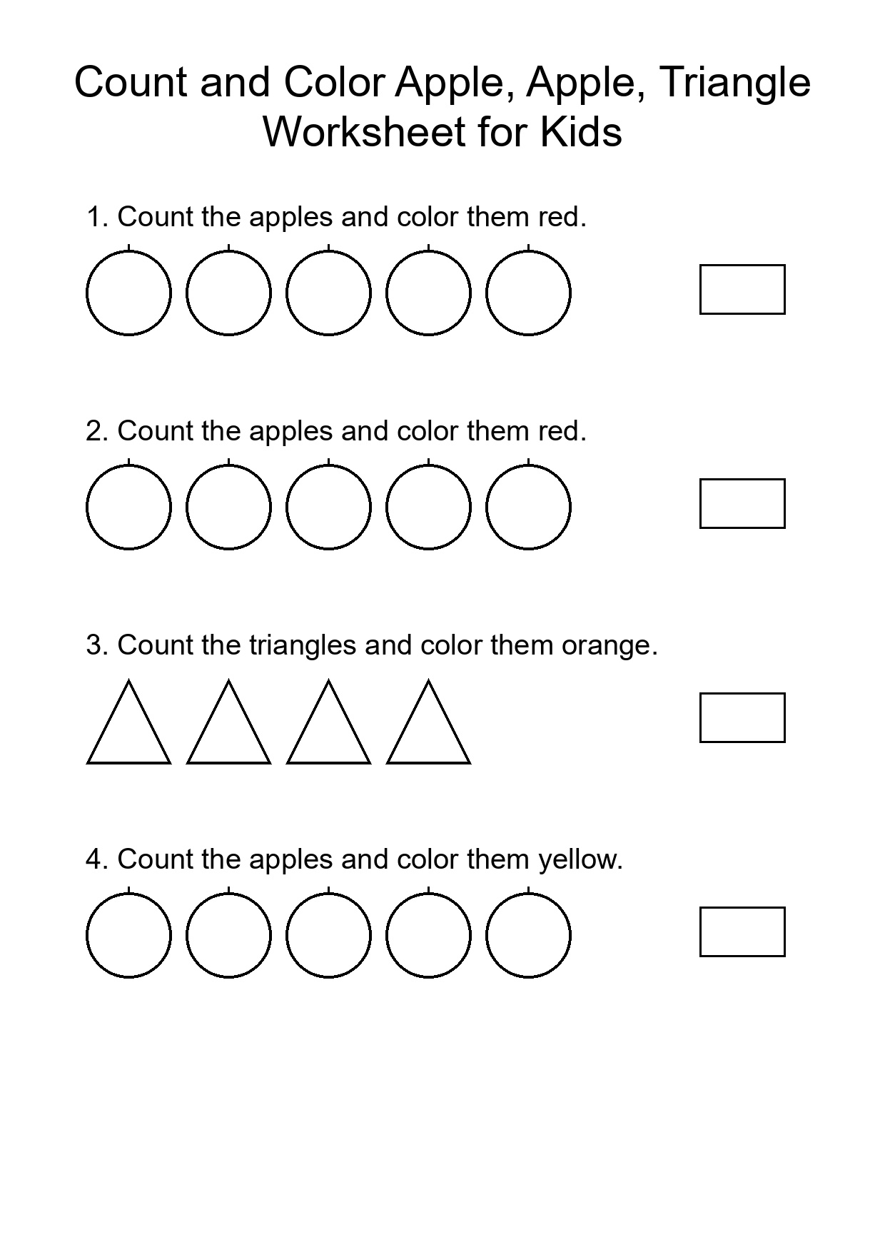 Count and Color Apple, Apple, Triangle Worksheet for Kids