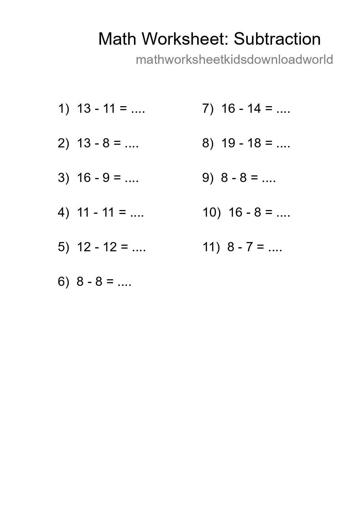 Free 11 Subtraction Math Worksheet For Grade 2 With Answers - Part 118