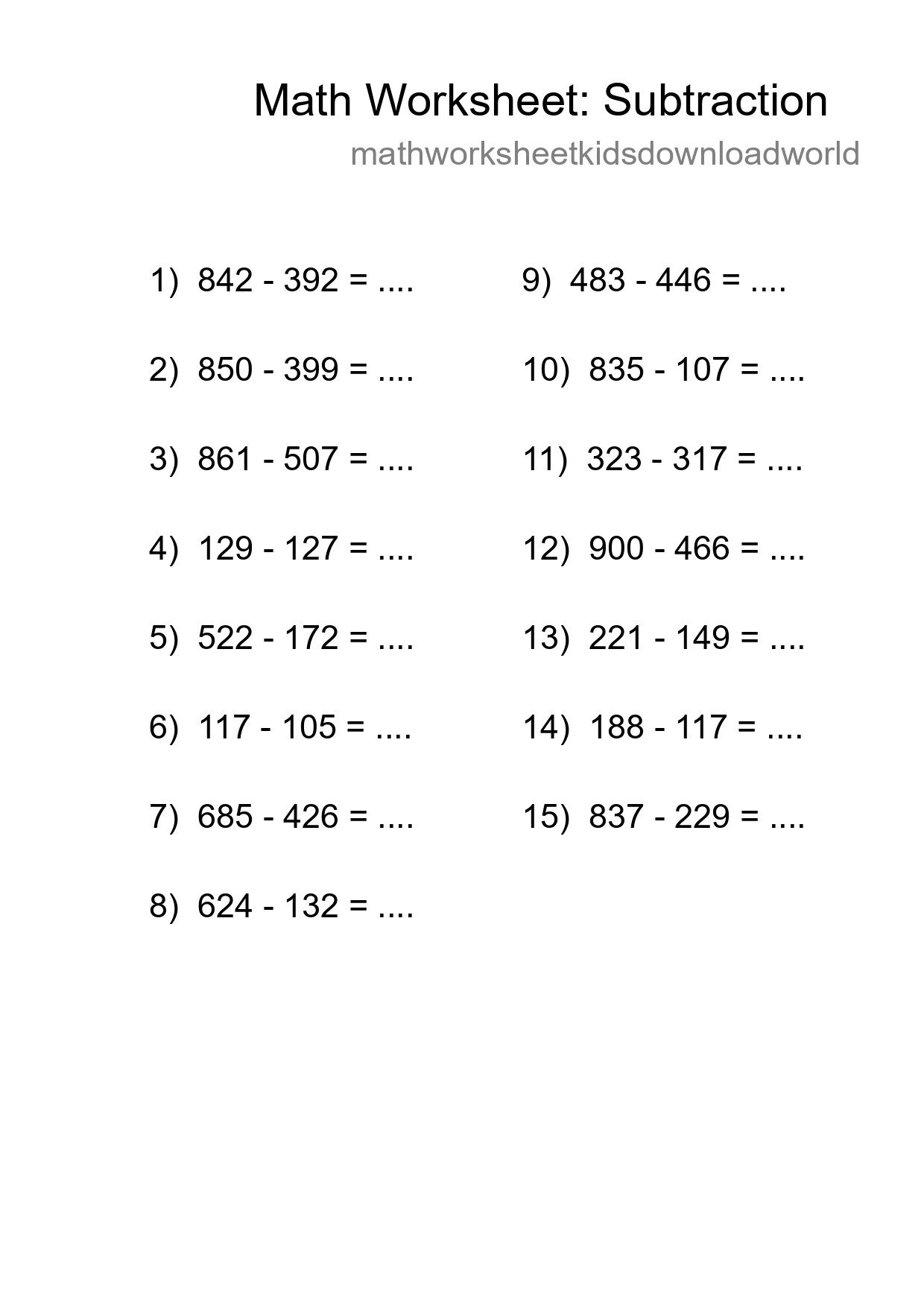 Free 15 Subtraction Math Worksheet For Grade 5 With Answers - Part 217