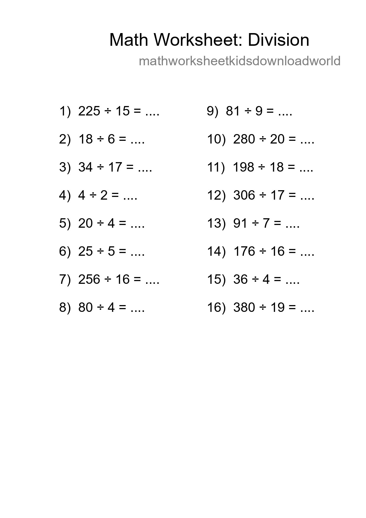 Free 16 Division Math Worksheet For Grade 2 - Part 158