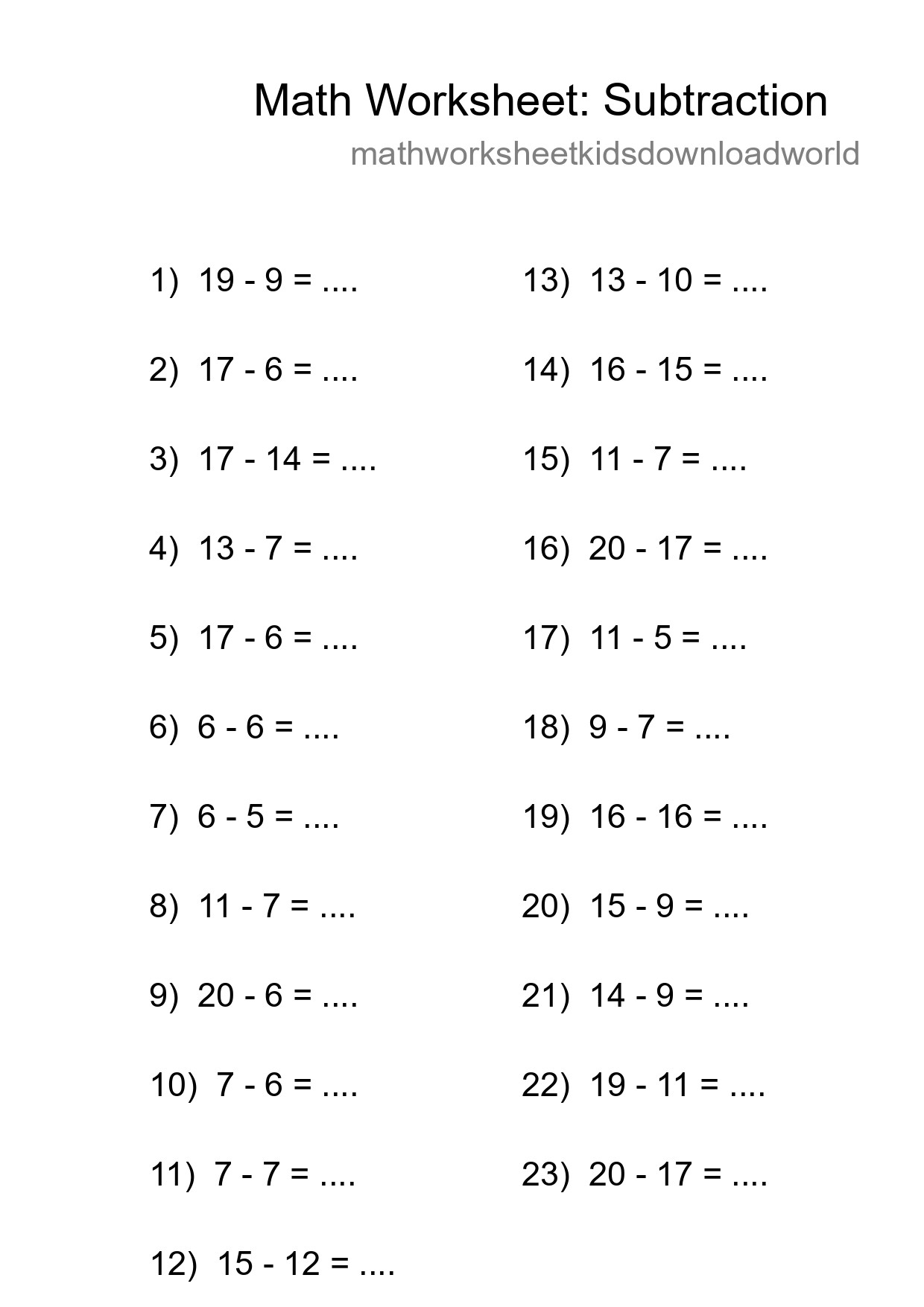 Free 23 Subtraction Math Worksheet For Grade 2 With Answers - Part 85