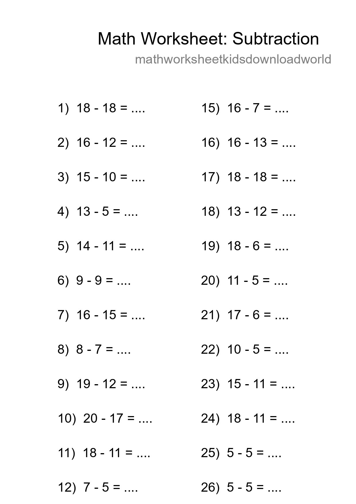 Free 27 Subtraction Math Worksheet For Grade 2 - Part 74