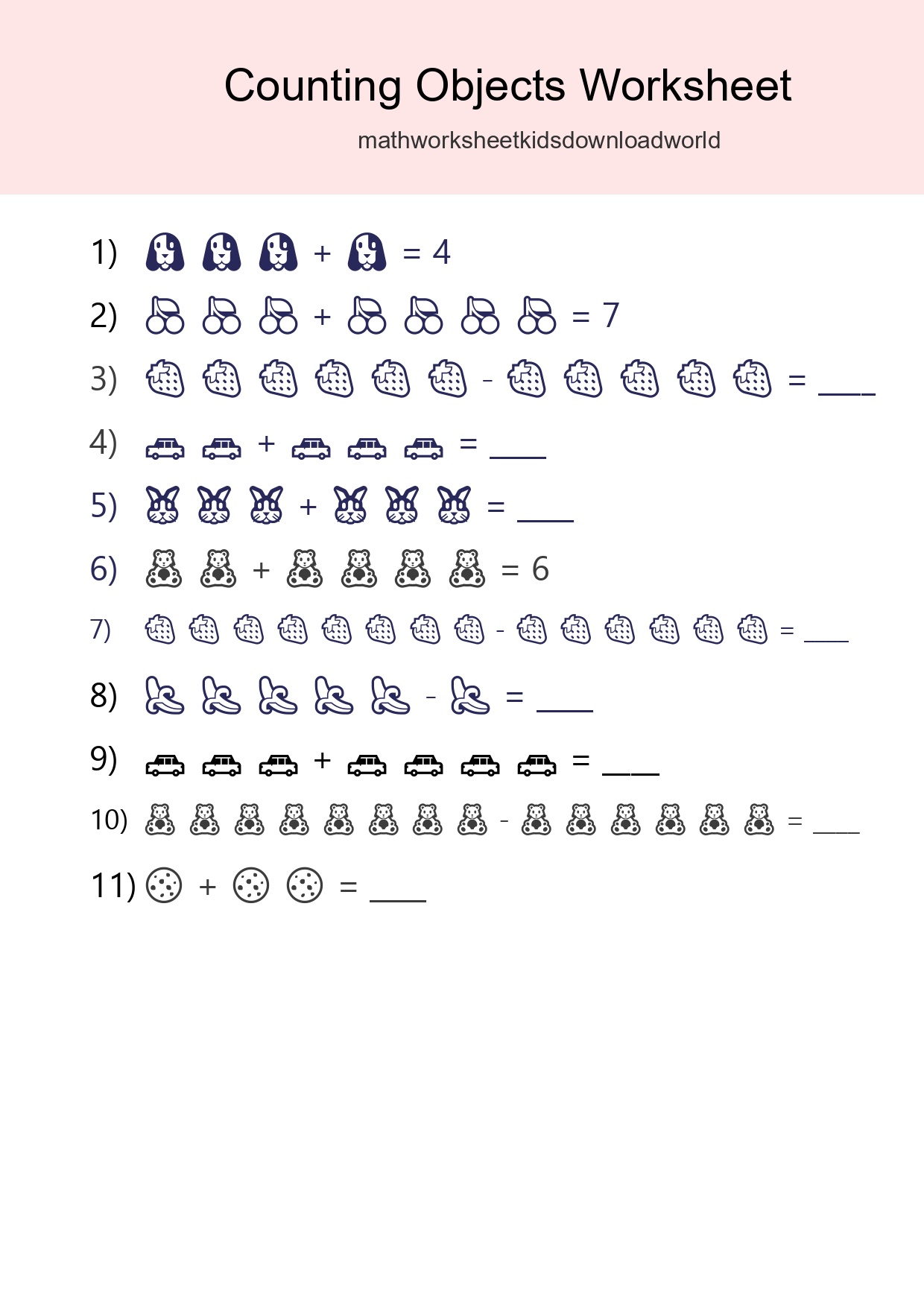 Free Counting Objects Worksheet For Kindergarten - Part 113