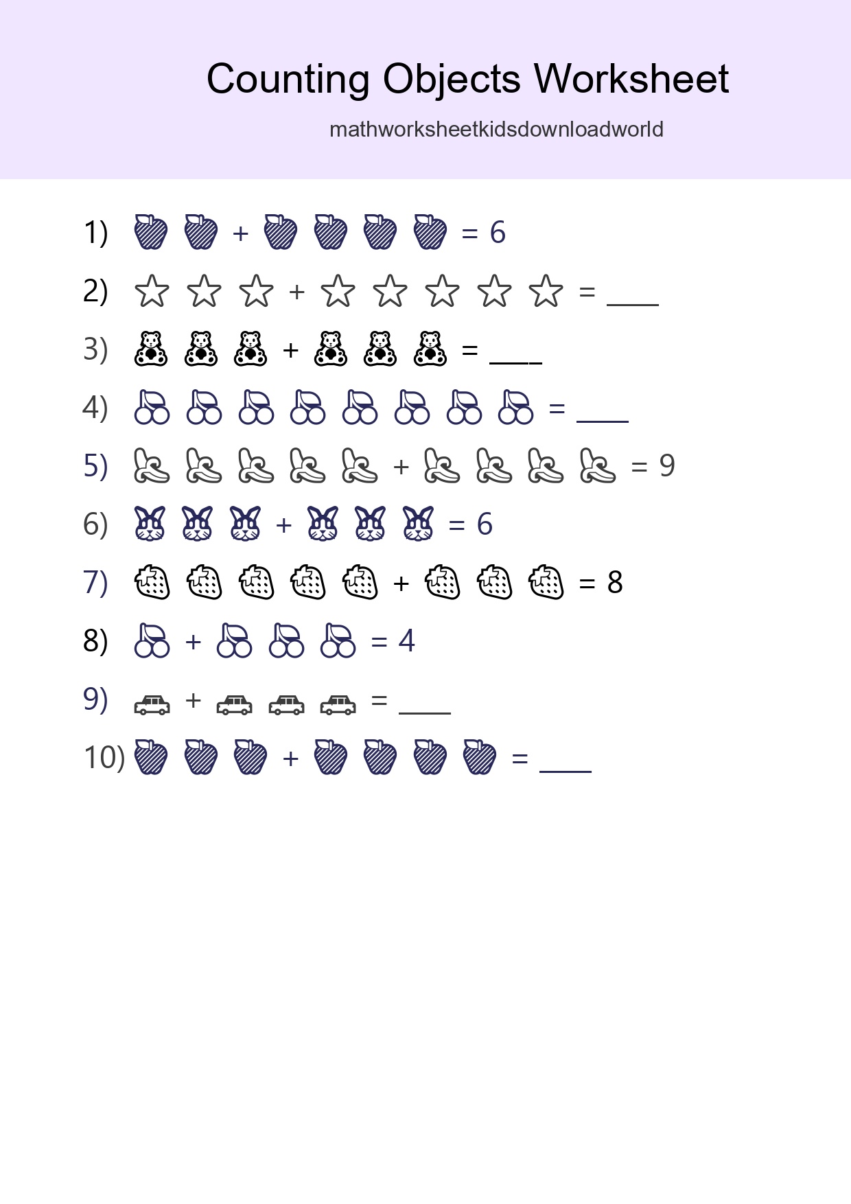Free Counting Objects Worksheet For Kindergarten - Part 168