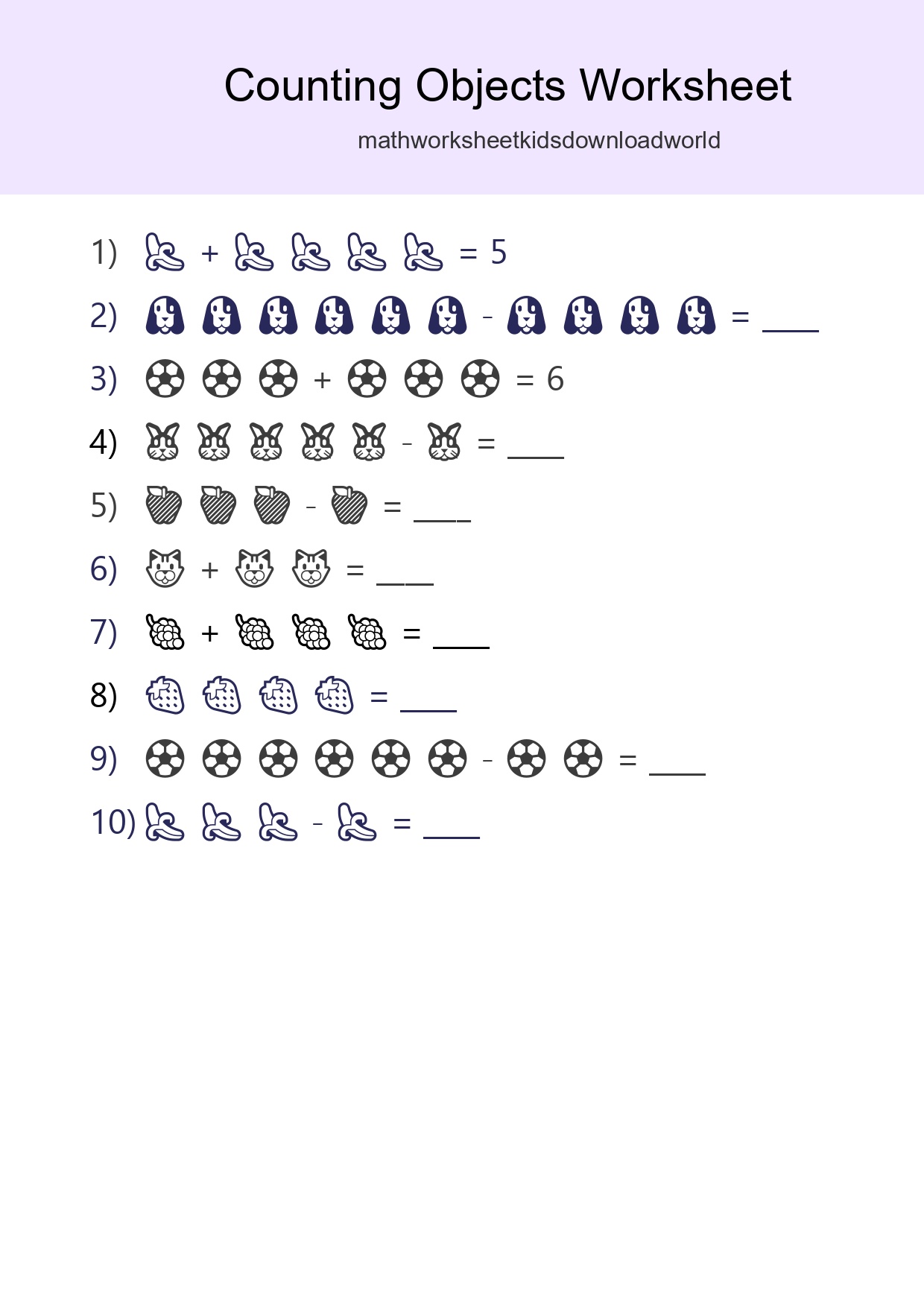 Free Counting Objects Worksheet For Kindergarten - Part 179