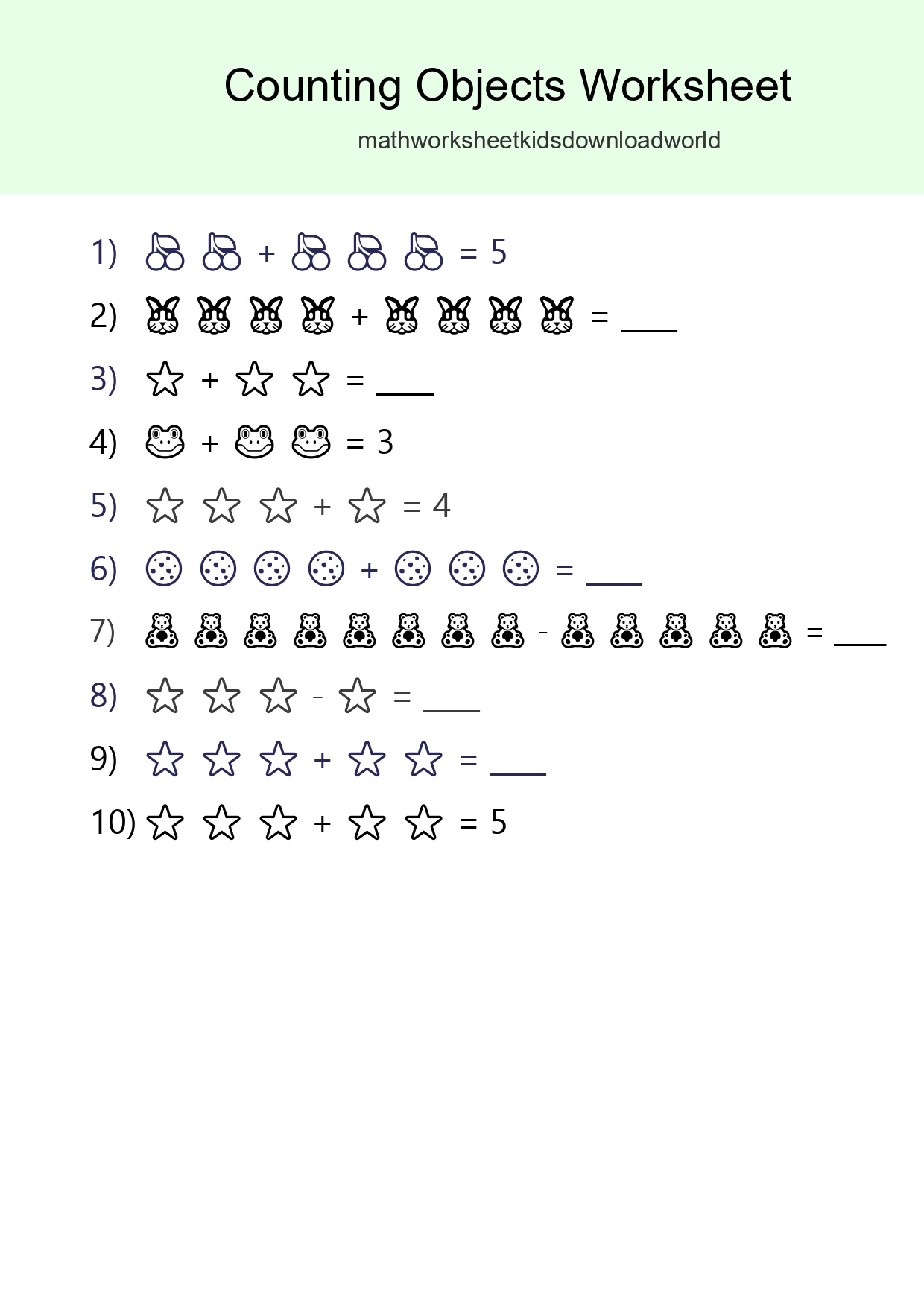 Free Counting Objects Worksheet For Kindergarten - Part 69