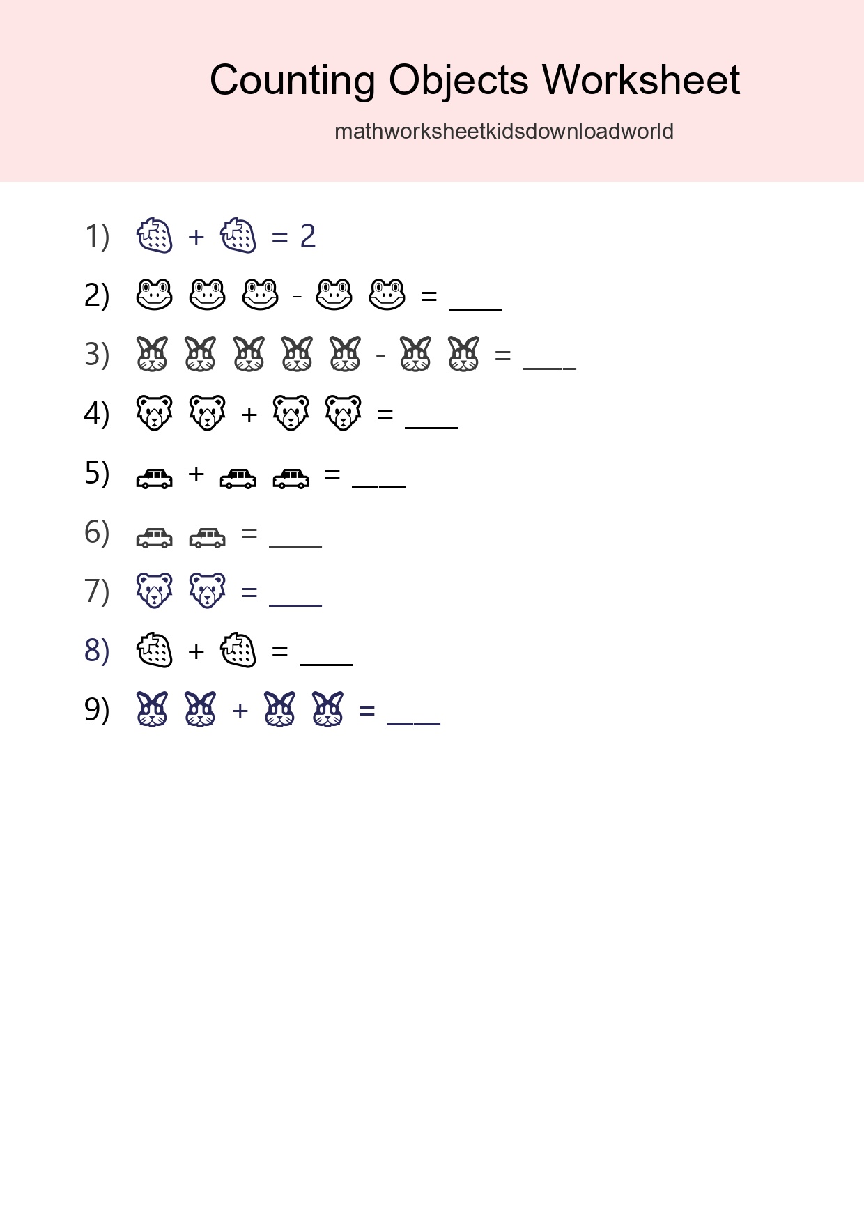 Free Counting Objects Worksheet For Pre-K Printable - Part 223