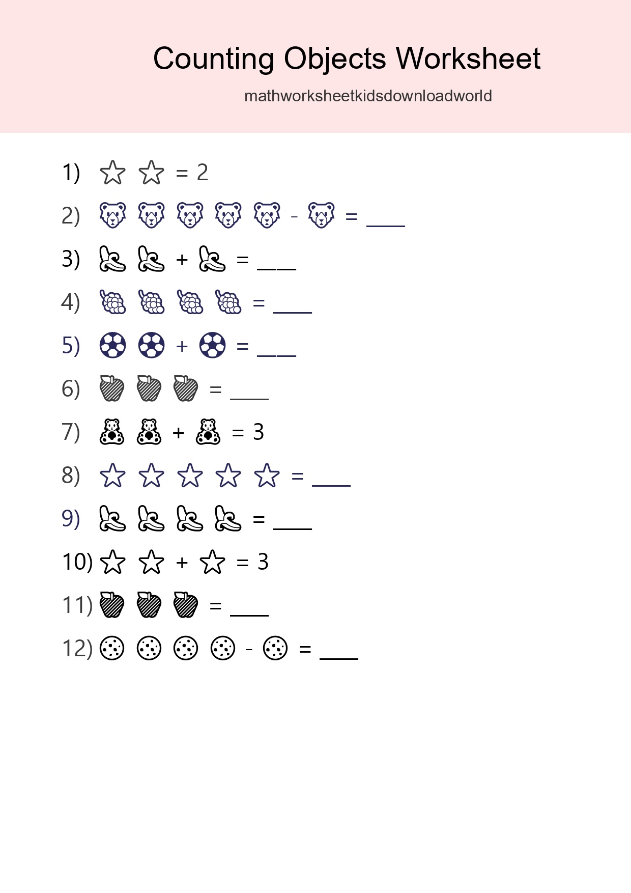 Free Counting Objects Worksheet For Pre-K Printable - Part 234