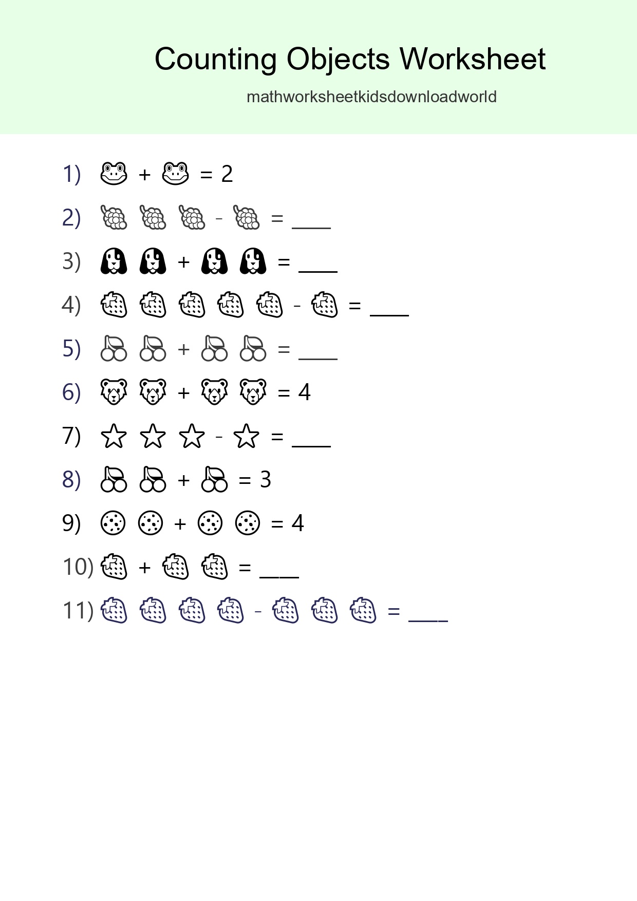 Free Counting Objects Worksheet For Pre-K Printable - Part 245