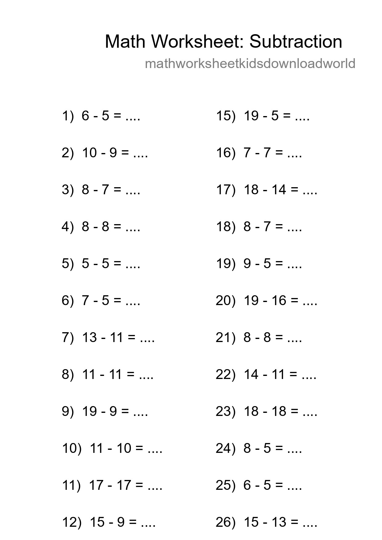 Grade 2 Subtraction Practice Worksheet (27 Problems) - Part 173