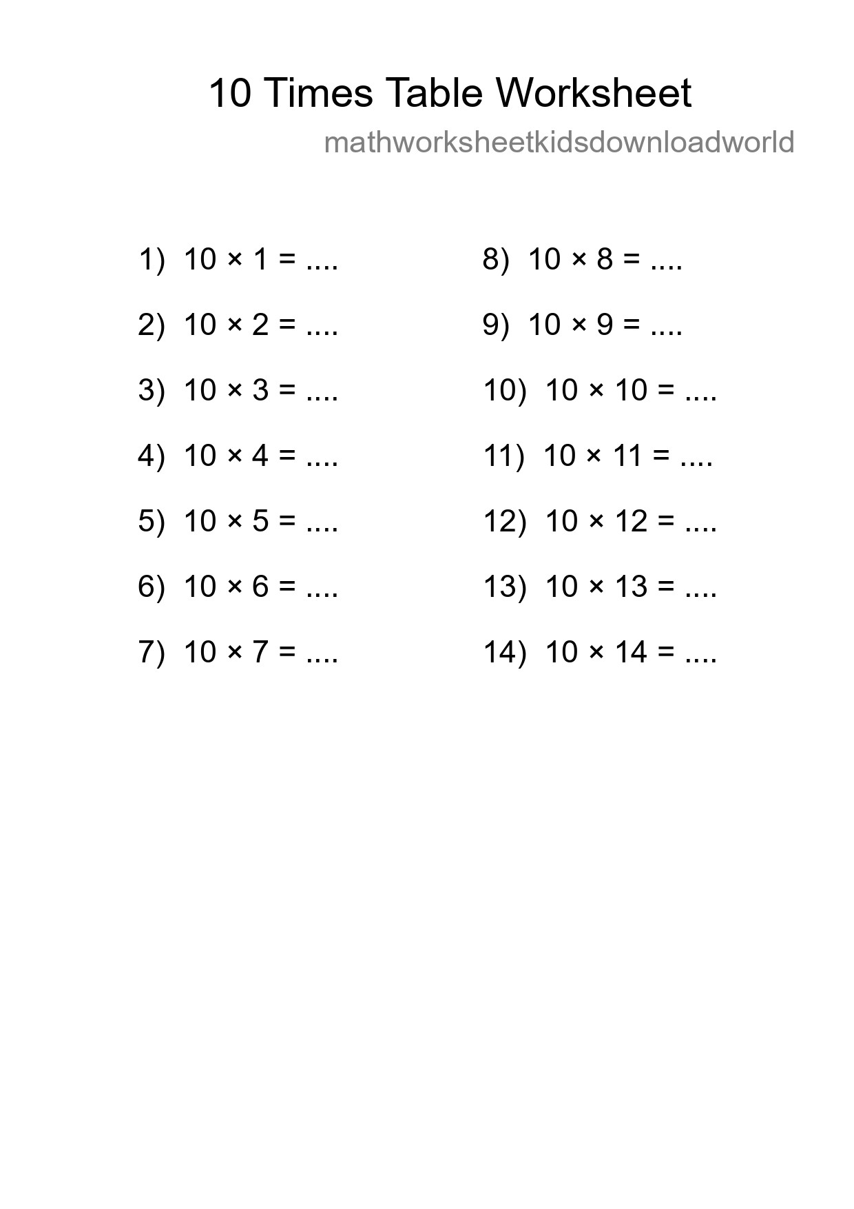 Grade 3 Multiplication Table 10 Practice - Part 130