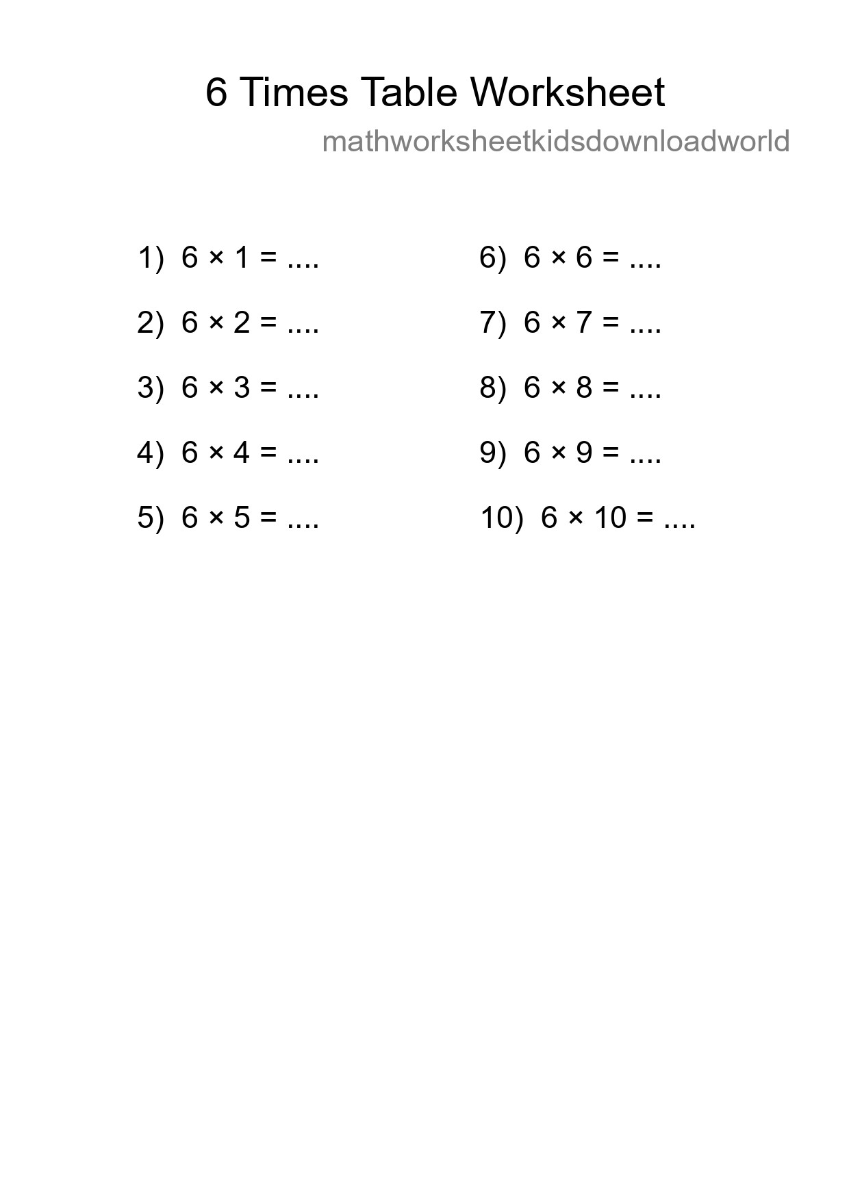 Grade 3 Multiplication Table 6 Practice - Part 229