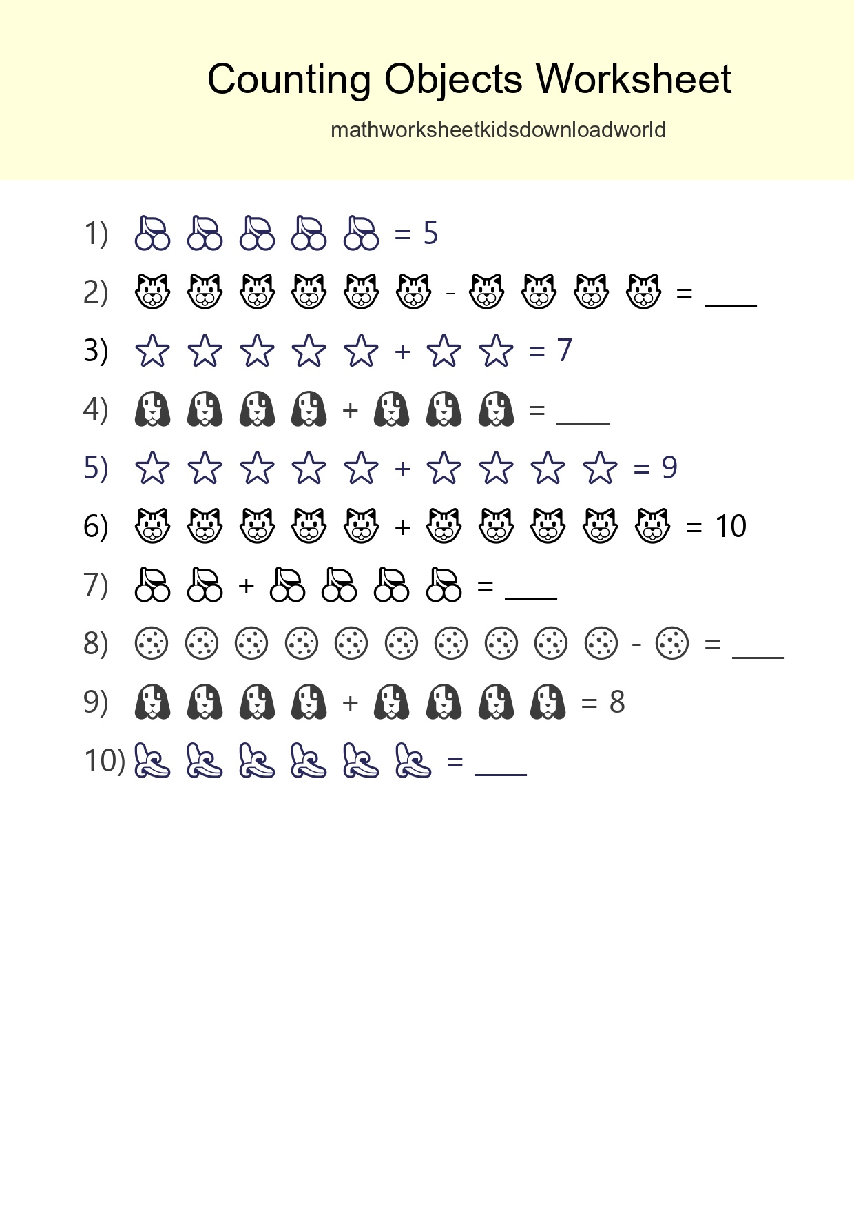 Kindergarten Count The Objects Worksheet - Part 102