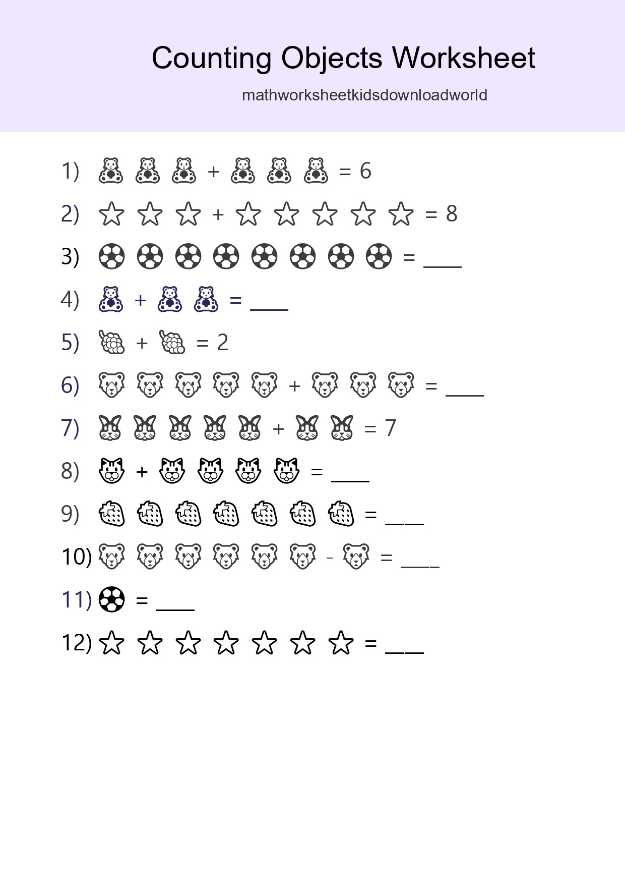 Kindergarten Count The Objects Worksheet - Part 124