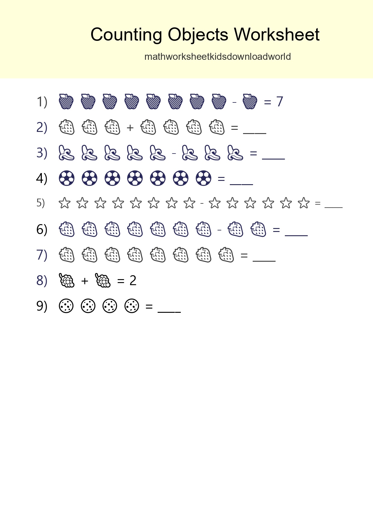 Kindergarten Count The Objects Worksheet - Part 91
