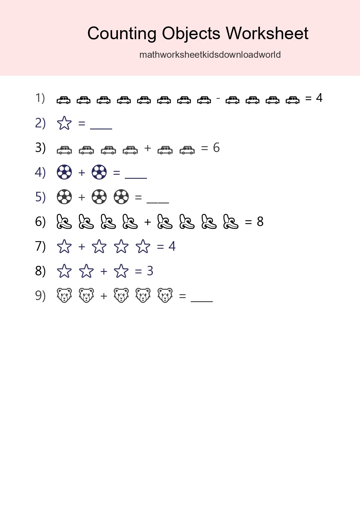 Learn Counting With Pictures Worksheet (Kindergarten) - Part 201