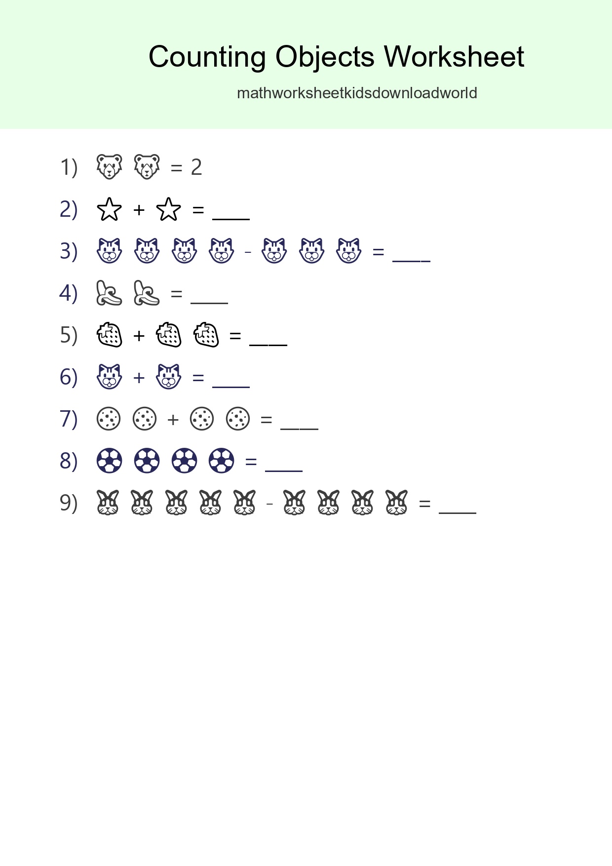 Learn Counting With Pictures Worksheet (Pre-K) - Part 3